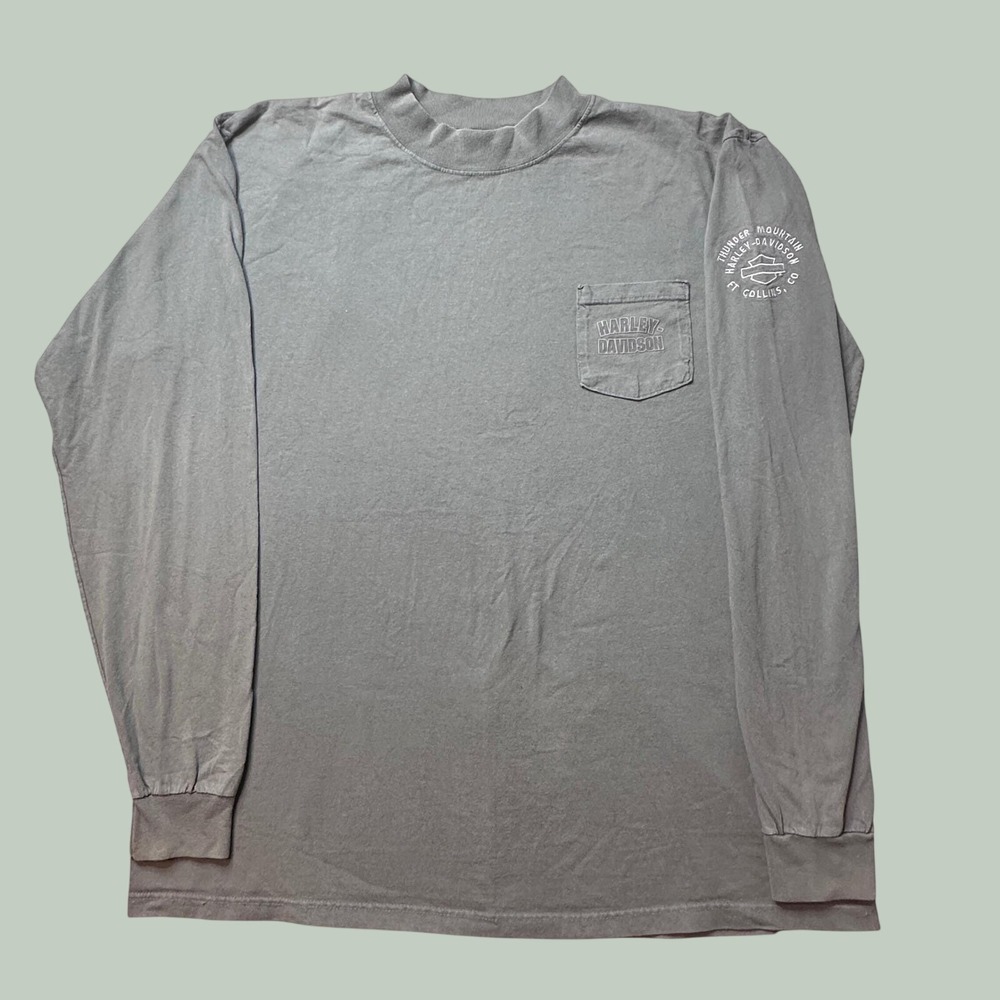 Vintage Harley-Davidson T-Shirt Mens XL Gray Thunder Mountain Ft Collins USA